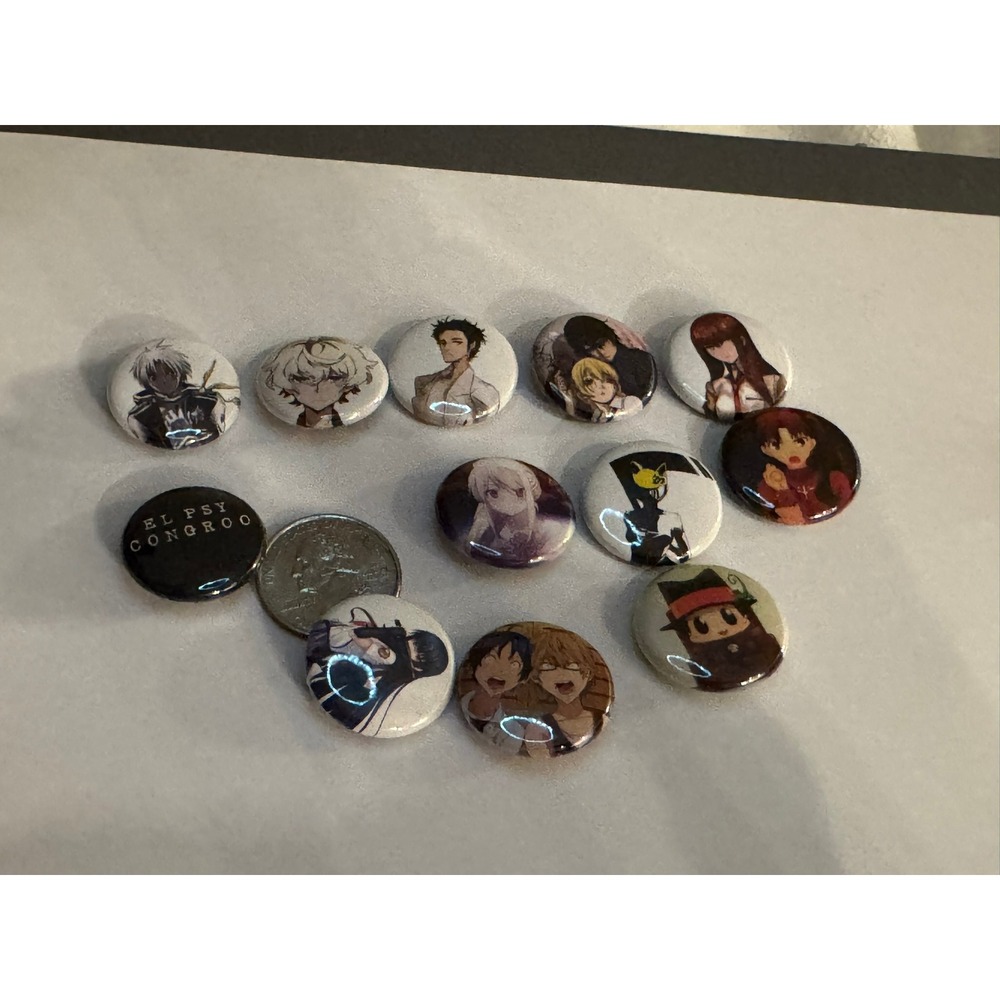 Anime Pinback Button Lot 12pc Steins Gate Fate stay night Durarara Pins